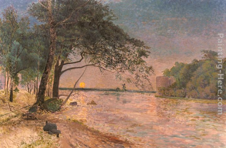 View Of Kronenberg Castle At Sunset painting - Alfred Wahlberg View Of Kronenberg Castle At Sunset art painting